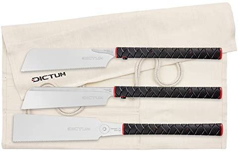 DICTUM Japansäge Set 3-teilig – Dozuki, Kataba & Ryoba | Profi Zugsäge Set mit Power Grip | Original Japansäge, Feinsäge & Präzisionssäge für exakte Holzarbeiten