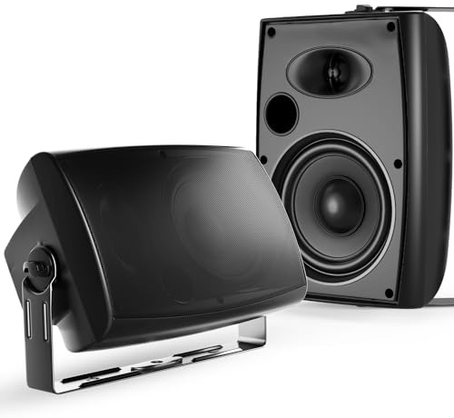 STUDIOFINIX 6,5-Zoll-Außen-Bluetooth-Lautsprecher (400W), wasserfest, kabelgebunden, wandmontierbare Lautsprecher mit wetterfester Haltbarkeit für Terrasse, überdachte Fläche(Paar, Schwarz)