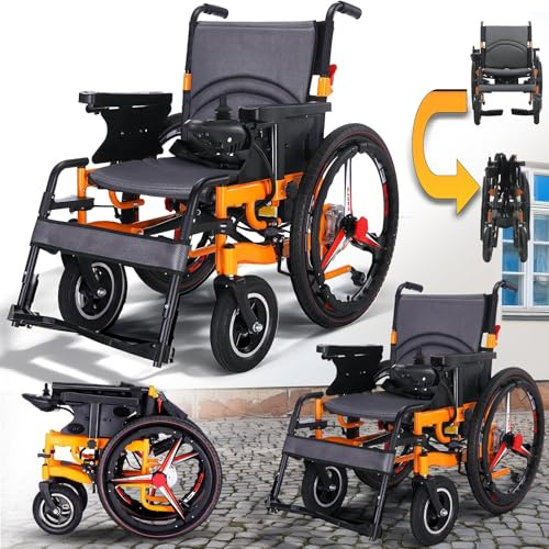 Elektrischer Rollstuhl, 500 W Doppelmotoren, 40 km lange Reichweite, faltbar, kompakt, für jedes Gelände, intelligentes Falten