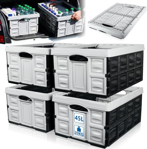Stimo 4x Klappbox 45 L faltbare Transportbox 54 x 40 x 26 cm klappbar und stapelbar Einkaufskiste