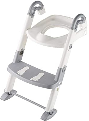 Rotho Toilettentrainer Tritthocker Toilettensitz Kinder 3-in-1 für WC Weiß | Trittleiter, Tritthocker Kinder, Toilettenaufsatz Kinder, 3-in-1 Toilettentrainer, verstellbar, weiß, fürs Toilettentraining