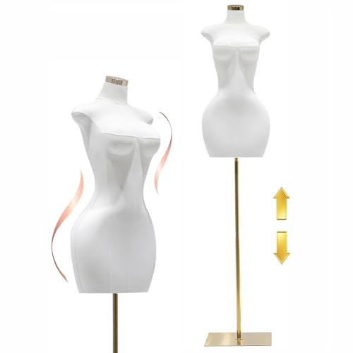 Schneiderpuppe Weiblich mit Stable Metall Base, Höhenverstellbar 155-195cm | Plus Size Kleiderpuppe Büste Torso Mannequin zur Präsentation von Kleidung, Abendkleidern & Schmuck für Shop, Atelier