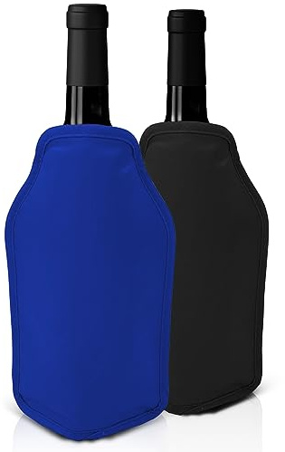 2er-Set Weinkühler und Sektkühler Hülle Manschetten - Schwarz & Blau - Perfekt zum Kühlen von Wein- und Sekt- Champagnerflaschen und andere - Ideal für Dinnerparties, Events, etc.
