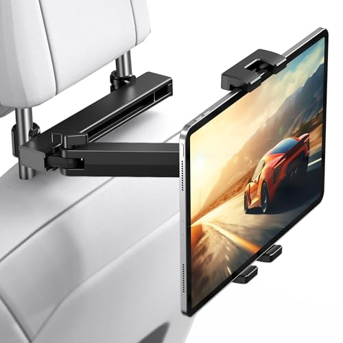 TECKNET Tablet Halterung Auto, iPad Halterung Auto, Tablethalterungen Auto Ausziehbare KFZ 360° drehbar für iPad Pro Air Mini, iPhone, Galaxy Tab, Switch, Allen Geräten mit 4,7-12,9 Zoll Bildschirm