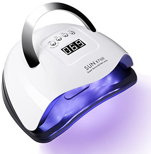 220W Nageltrockner UV LED Nagellampe Lampe für Nägel Gelnägel 57 Teilig LED/UV Lampe Tragbarer Nagelwerkzeuge mit 4 Timer, Auto-Sensor,Nailart Tools Aushärtungswerkzeug für Fingernagel/Zehennagel