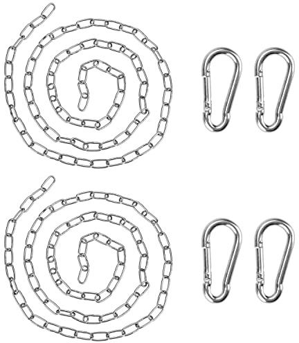 2 Stück Edelstahl Kette mit Karabiner 1M Verlängerungskette für Hängesessel,Metall Ketten,Rundstahlkette für Schaukeln Hängesessel Vogelkäfig Schatten Segel Zaun Haustier Hundekette
