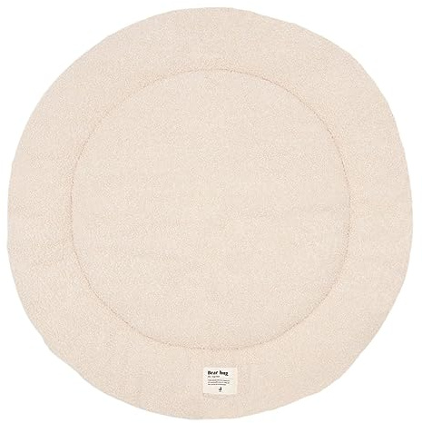 Jollein Krabbeldecke für Baby - Boucle, Naturel - Laufgittereinlage - Ø 95cm - Spieldecke Baby - Cremefarben