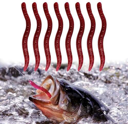 50 Stück Angel Köder, Wurm Fischen, Kunstmaden, Würmer weiche Stickbaits, weiche Wurmköder, Süßwasserköder, Gebrauch, Künstliche Brotschnecke, für die Süßwasserfischerei