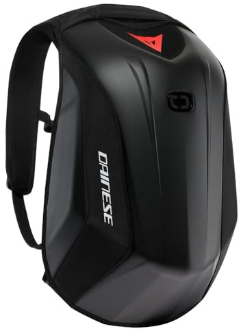 DAINESE - D-Mach 2 Motorradrucksack, aerodynamisch und ergonomisch, mit Fächern für Laptop und Schuhe, Helmgurt, wasserdicht, 22.2 L, Schwarz