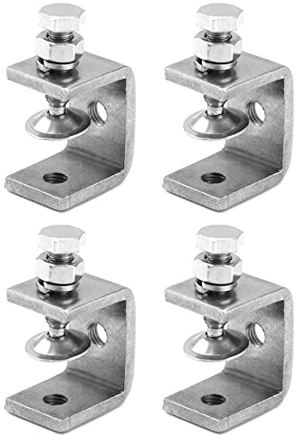 QWORK® 4 Stück 304 Edelstahl C Zwingen, Hochleistungs C Klemme, für Heimwerker Holzbearbeitung, Schweißtischlerei, Silber