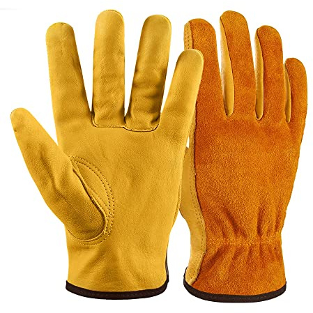 NickyPicky Arbeitshandschuhe Herren und Damen – Gartenhandschuhe Dornenfest aus Leder – schützende Handschuhe für Garten, Baustelle und Holzarbeiten – robust, atmungsaktiv, mit starkem Grip - Large