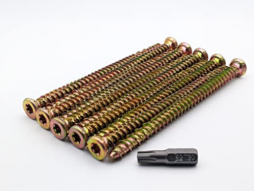 AF4F 20 Stück 152 mm x 7,5 mm Betonrahmen Befestigungsschrauben Fenster Tür allgemeine Tischlerei mit gratis Torx 30 Bit (20 Stück)