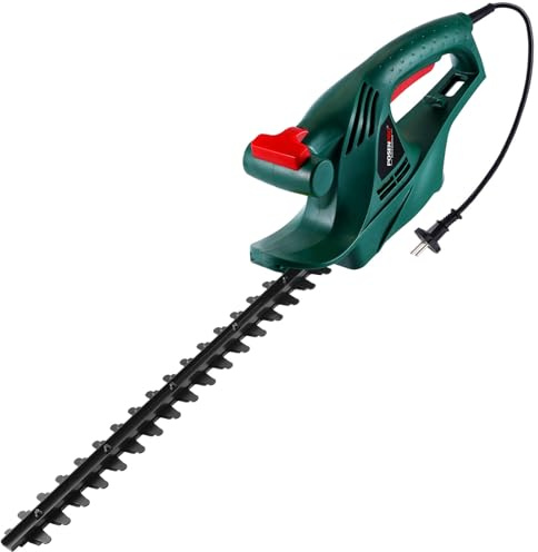 POSENPRO Elektrische Heckenschere 450 W, Strauchschere Elektro mit 450 mm Schnittlänge, Elektro-Heckenschere mit 16mm Schnittstärke, Heckensäge mit Schnellstopp-Bremse, Freischneider mit Handschutz