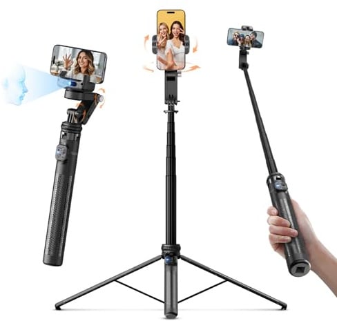 Rollei Easy Creator Gimbal mit AI Tracking 360 Automatischer Gesichtsverfolgung Selfie Stick mit Fernbedienung Handy-Stative Video Stabilisator zum Filmen für Live Streaming Videoaufzeichnung Vlog