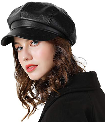 Genfien Baskenmütze, klassisch, einfarbig, französisch, für Damen, Newsboy-Mütze, Becher, Jungen, Kunstledermützen für Damen