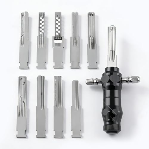 Rohrdietrich-Set: 9-in-1-Präzisions-Entriegelungswerkzeug mit austauschbaren Edelstahlschlüsseln, Multi-Lock-Kompatibilität, tragbares Design für professionelle Schlosser und Heimwerker