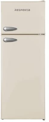 Respekta Retro-Kühlschrank mit Gefrierfach / in creme / 145 x 54 cm / 213 L Nutzinhalt / höhenverstellbare Füße / automatisches Abtauverfahren / Winterschaltung / Schnellgefrierfunktion / KS144VC