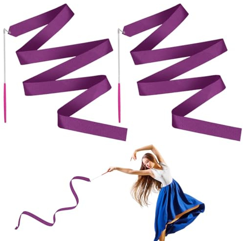 4M Tanzbänder, 2 Stück Gymnastikband mit Stab Tanzband mit Stab Dance Ribbons Luftschlangen Rhythmische Sportgymnastik Band Luftschlangen für Künstlerisches Tanzen Erwachsene Kinder Talentshows