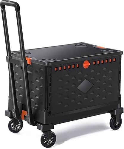 Sackkarre klappbar, Aluminium Transportkarre klappbar Separaten Faltbaren Aufbewahrungsbox, Hochbelastbare Klappbare Schubkarre mit 4 360 Grad Drehbaren Gummirädern, Einkaufstrolley Klappbar