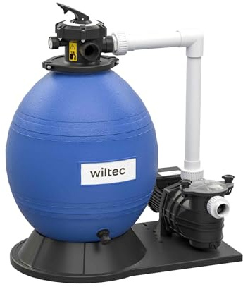 Wiltec Sandfilteranlage 750 W mit 71l Filtertank und selbstansaugender Pumpe 20000 l/h, Sandfilterpumpe, Pool-Pumpe