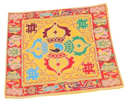 VICASKY Buddha Klangschalenmatte aus Brokatseide Zweilagiges Kissen für Buddhistische Klangschalen Leicht und Praktisch für Meditation und Gebet