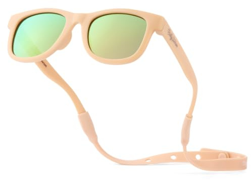 BABY SUNNIES Polarisierte Baby Sonnenbrille mit Riemen - 0-24 Monate, 100% UV-Schutz, Bruchsicher & Flexibel - Kinder Sonnenbrillen BPA Frei - Sonnenbrille Kleinkind - Pfirsich