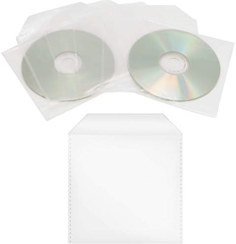 1000 x CD/DVD/Bluray Schutzhüllen, Klarsichthüllen, Folienhülle mit Klappe | Hüllen mit Deckel, Leerhülle, Zur Aufbewahrung von CDs, DVDs, BD-Rohlingen, Plastiktüte mit Klappe, Einzel-CD-Hüllenbox