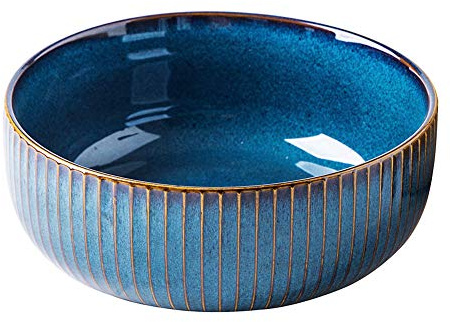 CSYY Salatschüssel aus Keramik, große Salatschüssel oder Suppenschüssel aus Porzellan, Blau, 21 cm