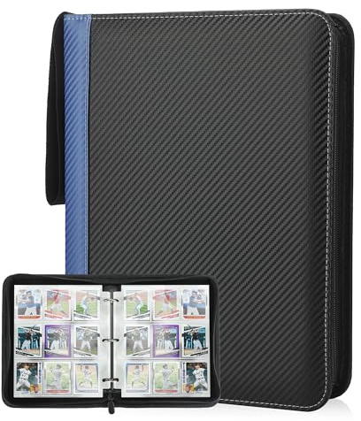 Deoyibu Sammelkarten Album für 900 Karten, Sammelalbum mit 9 Fächern 50 Seiten für Karten-Organizer, Karten Binder aus PU, Sammelkarten Ordner für Sportkarten, MTG, TCG, Yugioh-Karten etc. Blau