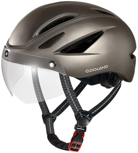 Odoland Fahrradhelm mit Magnetvisier für Erwachsene, Leichter Radhelm mit abnehmbarem Sonnenvisier Atmungsaktiv MTB Helm für Damen und Herren
