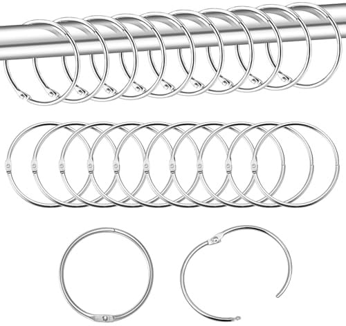 Logei Gardinenringe, 50 Stück Metall Vorhangringe 50 mm Gardinenringe zum öffnen, Duschvorhang Ringe Vorhang Hängend Ringe Rundringe Vorhang für Fenstervorhang Bettvorhang Duschvorhang