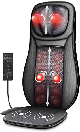Snailax Massagesitzauflage mit Wärmefunktion, Shiatsu Massageauflage Rückenmassagegerät mit Kneten Vibration Ganzkörpermassage, Massagegerät für Rücken Gesäß, Geschenke für Männer/Frauen