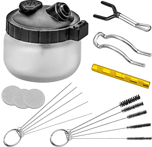 Airbrush Komplett Reinigungsset Reinigungstopf Professionell Luftbürste Spritzpistole Reinigungsbehälter Glas Airbrush Reinigungsset mit 5 Reinigungsbürsten, 5 Reinigungspickel, 1 Airbrush-Reibahle