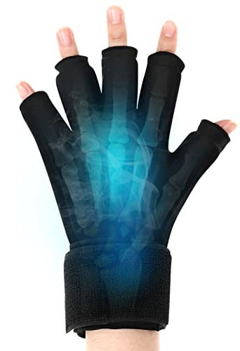 Finger Kompressions Eishandschuh zur Schmerzlinderung, verstellbare Handschlaufe, Handgelenk-Eisbeutel für Wärme- und Kältetherapie, Gel-Kältebeutel für Sehnenscheidenentzündung, Karpaltunnel (M)