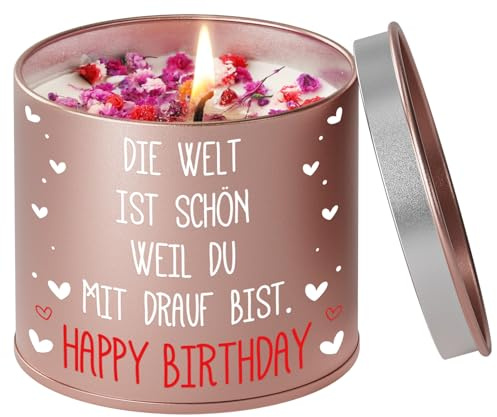 PRSTENLY Geburtstagsgeschenk für Frauen, 9OZ Kerze aus Metall Geschenke zur Geburt für Frau Freundin Mama Schwester Tochter, Beste Freundin Geburtstag Geschenk