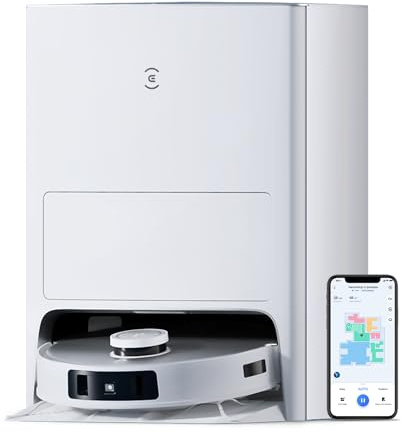 ECOVACS DEEBOT T20e Omni 6000Pa Saugroboter mit Wischfunktion, 9mm Mopp-Hebesystem, Heißluft-Trocknung, Selbstentleerend, Rotierende Wischpads, 3D-Hinderniserkennung, 4L Wassertank,YIKO/Alexa/APP