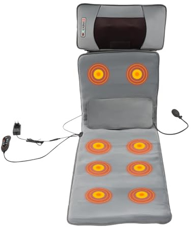 Ganzkörper-Massagematte mit Wärme, Elektrische Ganzkörpermassage, Vibrations Massagematratze mit 10 Motoren, 9 Massage-Modi, 9 Stufen Intensität und Fernbedienung