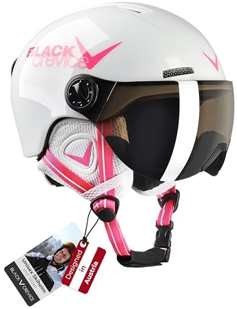 Black Crevice Kinder-Skihelm Leogang I Skihelm mit Visier im Pilotenstyle I Snowboardhelm für Jungen & Mädchen I Atmungsaktiver Ski-Helm I Größenverstellbar