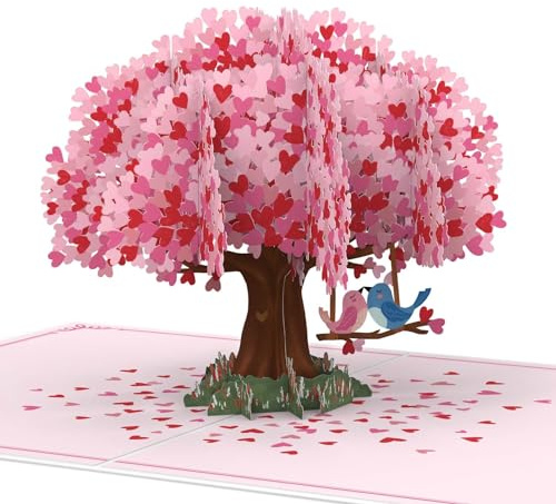 papercrush® Pop-Up Karte Herzbaum mit Turteltauben - 3D Hochzeitskarte, Geburtstagskarte für Frauen, Glückwunschkarte zum Hochzeitstag o. zur Verlobung, Liebeskarte zum Jahrestag, Ich Liebe Dich Karte