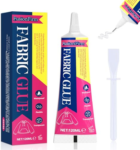 120ML Textilkleber Waschmaschinenfest, Stoffkleber Textilkleber für Baumwolle, Flanell, Denim, Polyester, Puppenreparatur, 24 hours Dry and Waterproof