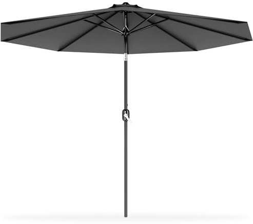 UISEBRT 300cm Sonnenschirm Alu Neigbar mit Handkurbel UV Schutz 40+ - Dunkelgrau Gartenschirm Terrassenschirm Marktschirm für Balkon, Garten, Terrasse (300cm,Dunkelgrau)