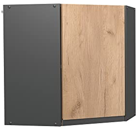 Vicco Eckhängeschrank R-Line, Goldkraft Eiche, 57 cm | Verbindet zwei Küchenseiten · 1 Einlegeboden · 1 Tür · Tiefe – 31 cm · Platzsparende Ecklösung