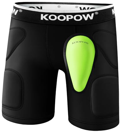 KOOPOW Gepolsterte Schiebe-Shorts für Jugendliche, Jungen, mit weichem Schutz, athletischem Cup für Baseball, Fußball, Lacrosse (klein, schwarz)