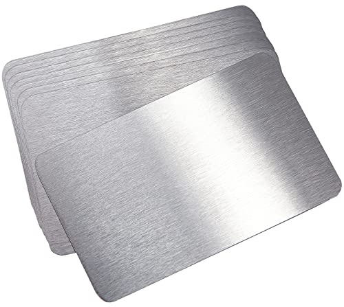 nbeads 8 Stück Metall Visitenkarte, 8.5x5.55cm 0.9mm dick Edelstahl Rohlinge Namenskarte Lasergravierte Visitenkarte Für Haus Büro Kunden DIY Geschenkkarten