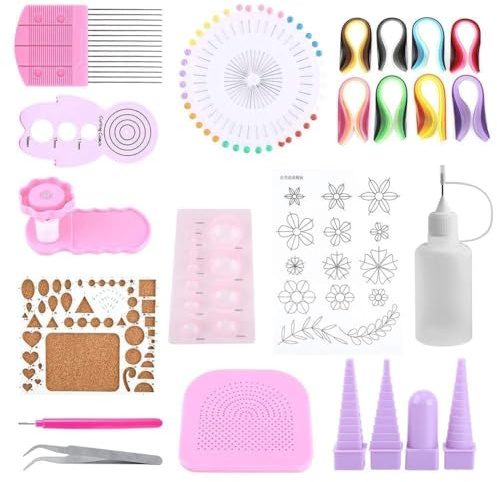Papier Bastelset, Papier Quilling Kits, Quilling Streifen Sets Schlitzpapier Quilling Tool für Anfänger Fortgeschrittene Quiller