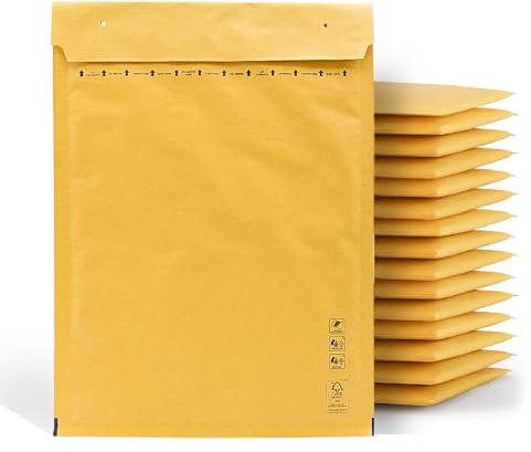 M-Office Luftpolsterumschläge, Kraftpapier Versandtaschen für Paketsendungen in Verschiedenen Größen (100 x 165 mm, 10 Stück)