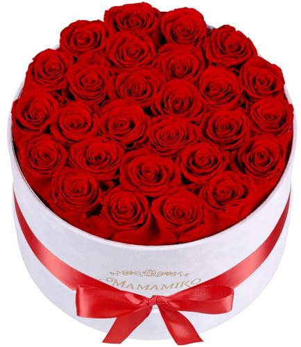 27 Infinity Rosen Box Rot, konservierte Rosen aus echter Blume, für Frauen | Echte konservierte Rosen, jahrelang haltbar; zum Valentinstag, Jahrestag, Hochzeitstag für Ehefrau, Partnerin, Sie