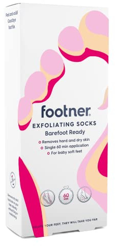 Footner Fußmaske - Fußpeelingsocken Maske für raue Haut - Hornhaut Socken für glatte und weiche Füße - Entfernung von rauer Haut in einer einzigen 60-minütigen Anwendung - Für babyweiche Füße