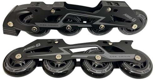 COX SWAIN Inline Skate Aluschiene Komplettset mit ABEC 7 Kugellagern und leisen Gummirollen, passend für Cox Swain Schlittschuhe: Black Ice, Push, Sneak, Polar, Crystal, Frosty - Black Gr. S