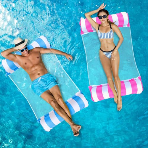 Arbolisse Luftmatratze Pool Zubehör 2Stück, XL Luftmatratze Wasser Hängematte, Aufblasbare Pool Spielzeug Wasserhängematte 4 In 1, LuftmatratzePool Erwachsene, Wasserspielzeug für Erwachsene